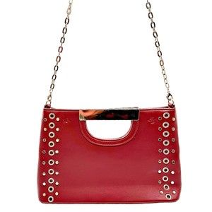 WHBM Maroon Studded Faux Leather Clutch Crossbody RARE